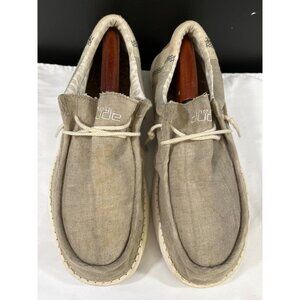 Hey Dude Wally Linen Men's Beige Slip-on Shoes Size 11 SKU 6153